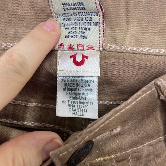 True Religion Halle Super Skinny Tan Gold Wash Jeans Sz 27 - Picture 4 of 5